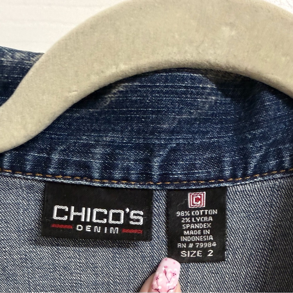 Chico's Dark Blue Denim Jacket - Picture 2 of 4